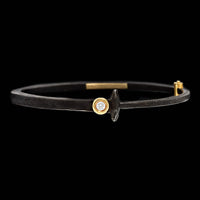 Pat Flynn Iron and 18K Yellow Gold Estate Diamond Nail Bracelet