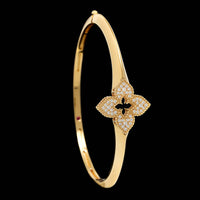 Roberto Coin 18K Yellow Gold Estate Venetian Princess Flower Knife Edge Bangle