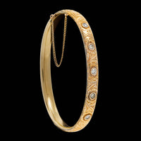 Vintage 14K Yellow Gold Estate Hand Engraved Bangle