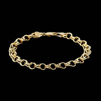 14K Yellow Gold Estate Double Link Charm Bracelet