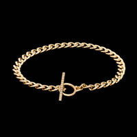14K Yellow Gold Estate Diamond Hollow Toggle Bracelet
