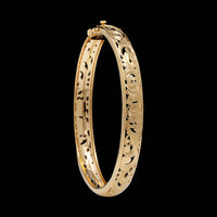 14K Yellow Gold Estate Floral Hinged Bangle Bracelet