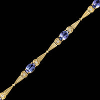 14K Yellow Gold Tanzanite and Diamond Bracelet