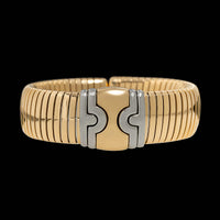 Bulgari 18K Yellow Gold and Stainless Steel Estate Parentesi Cuff Bracelet