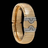 Bulgari 18K Yellow Gold and Stainless Steel Estate Parentesi Cuff Bracelet