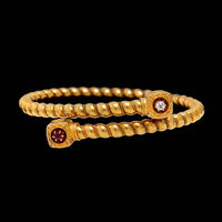 Vintage 22K Yellow Gold Estate Ruby and Diamond Bypass Bracelet