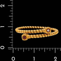 Vintage 22K Yellow Gold Estate Ruby and Diamond Bypass Bracelet