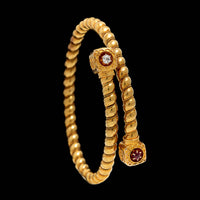 Vintage 22K Yellow Gold Estate Ruby and Diamond Bypass Bracelet