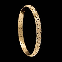 Vintage Jabel 14K Yellow Gold Estate Floral Bangle Bracelet