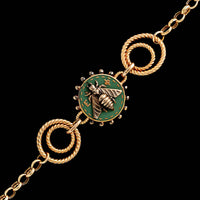 14K Rose Gold Estate Enamel Diamond Bee Bracelet
