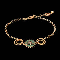 14K Rose Gold Estate Enamel Diamond Bee Bracelet
