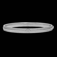 Tiffany & Co. 18K White Gold Estate Diamond Pave T Bangle