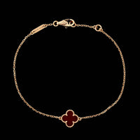 Van Cleef & Arpels 18K Rose Gold Estate Carnelian Sweet Alhambra Bracelet