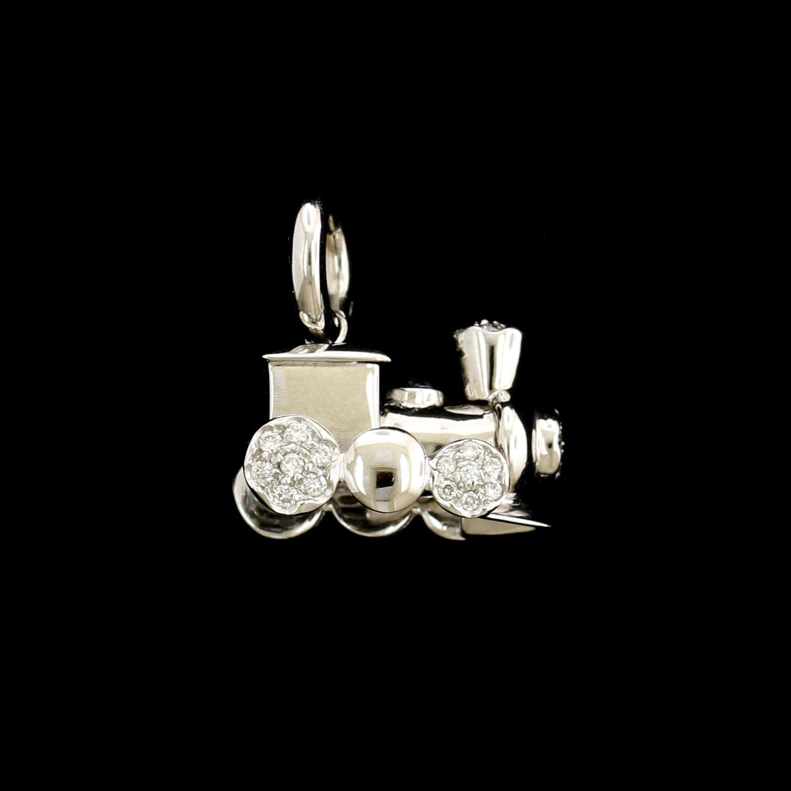Aaron Basha 18K White Gold Estate Diamond Choo Choo Train