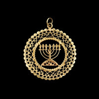 14K Yellow Gold Estate Menorah Charm