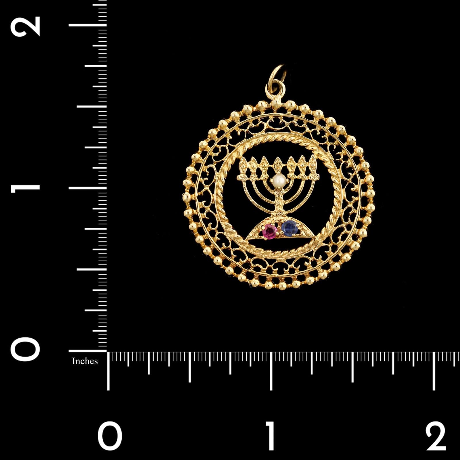 14K Yellow Gold Estate Menorah Charm