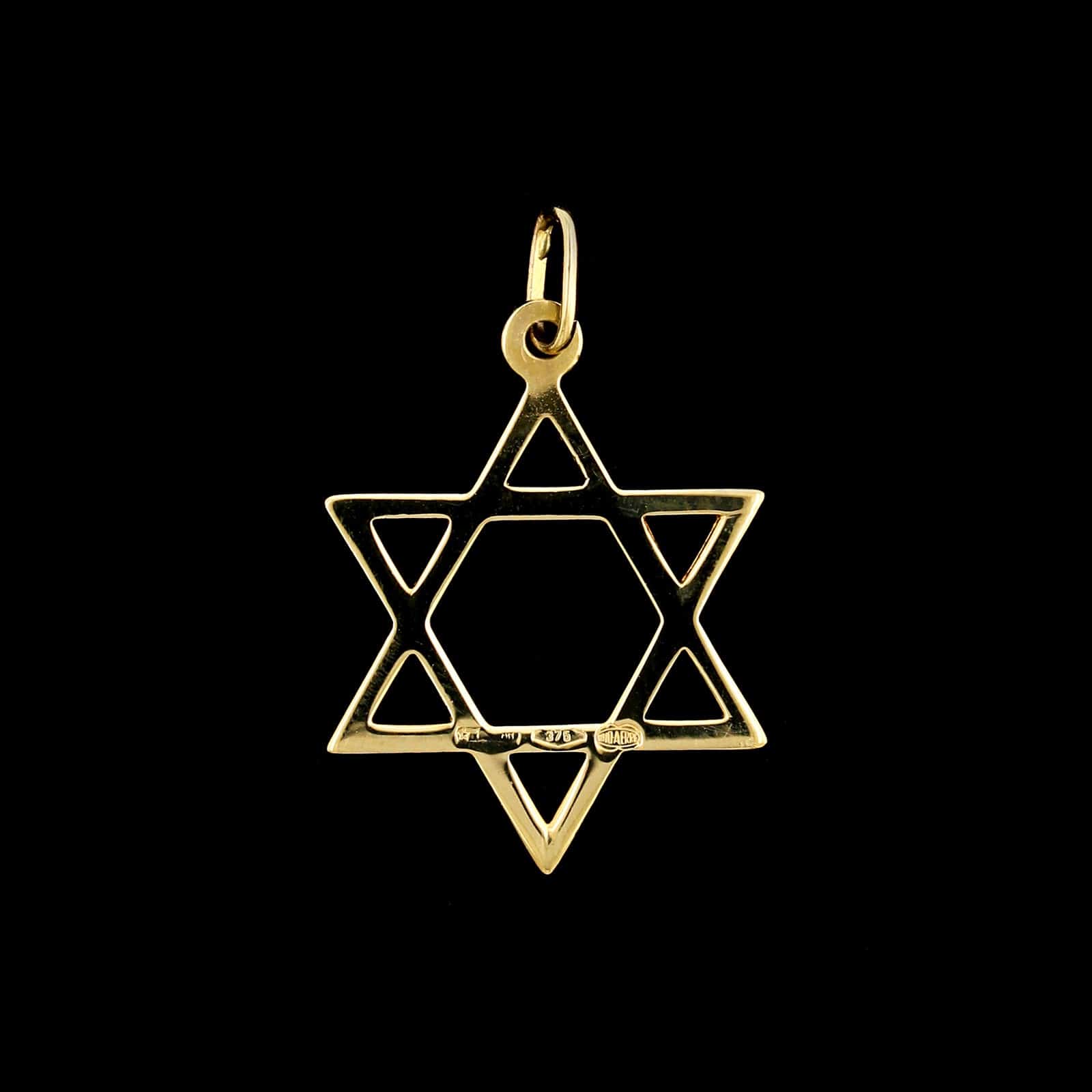 9K Yellow Gold Estate Star of David Charm