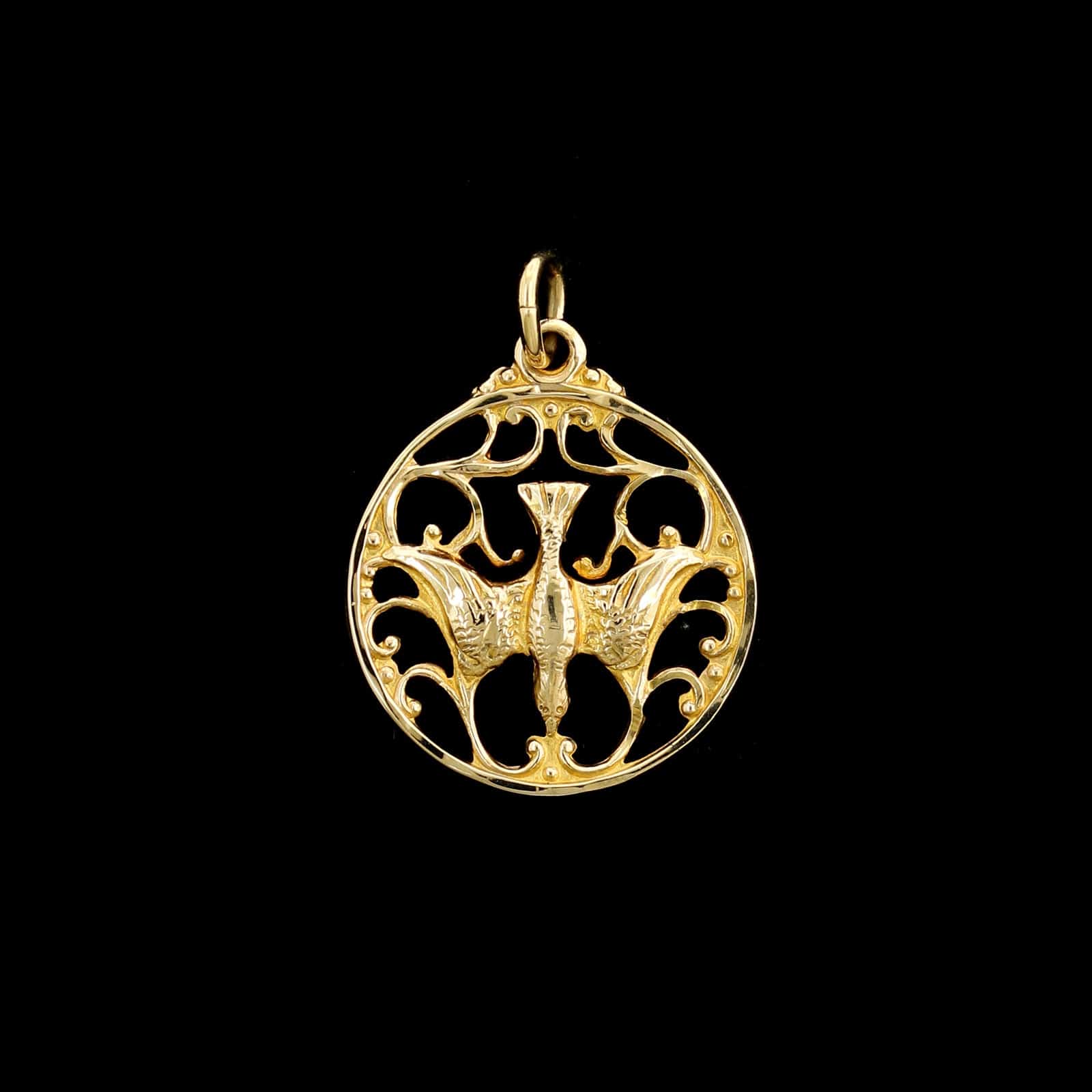 14K Yellow Gold Estate Dove Charm