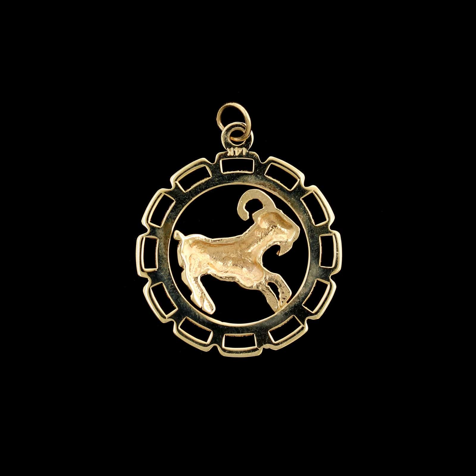 14K Yellow Gold Estate Aries the Ram Zodiac Charm
