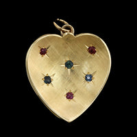 14K Yellow Gold Estate Gem Set Heart Charm