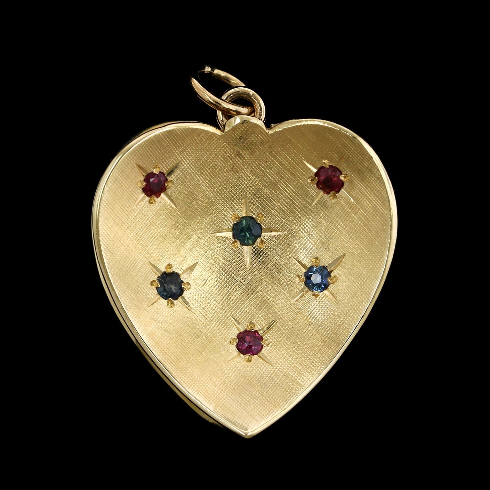 14K Yellow Gold Estate Gem Set Heart Charm