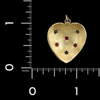 14K Yellow Gold Estate Gem Set Heart Charm