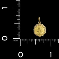 18K Yellow Gold Estate Christ Head Dio Ti Protegga Medal