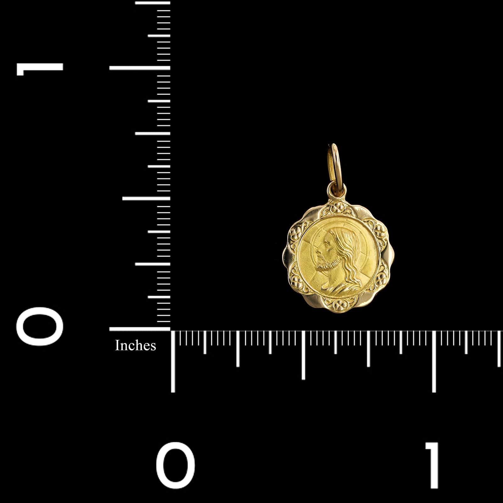 18K Yellow Gold Estate Christ Head Dio Ti Protegga Medal