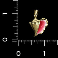 14K Yellow Gold Estate Enamel Conch Shell Charm