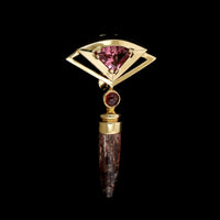 14K Yellow Gold Estate Pink Tourmaline Pendant/Enhancer