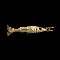 18K Yellow Gold Estate Flexible Fish Charm