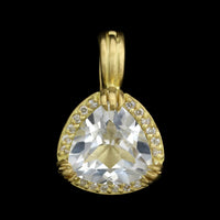 18K Yellow Gold Estate White Topaz and Diamond Pendant Enhancer