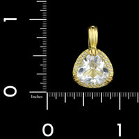 18K Yellow Gold Estate White Topaz and Diamond Pendant Enhancer