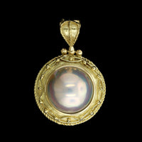 18K Yellow Gold Estate Cultured Mabe Pearl Pendant