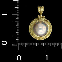 18K Yellow Gold Estate Cultured Mabe Pearl Pendant