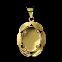 18K Yellow Gold Estate Enamel Portrait Pendant