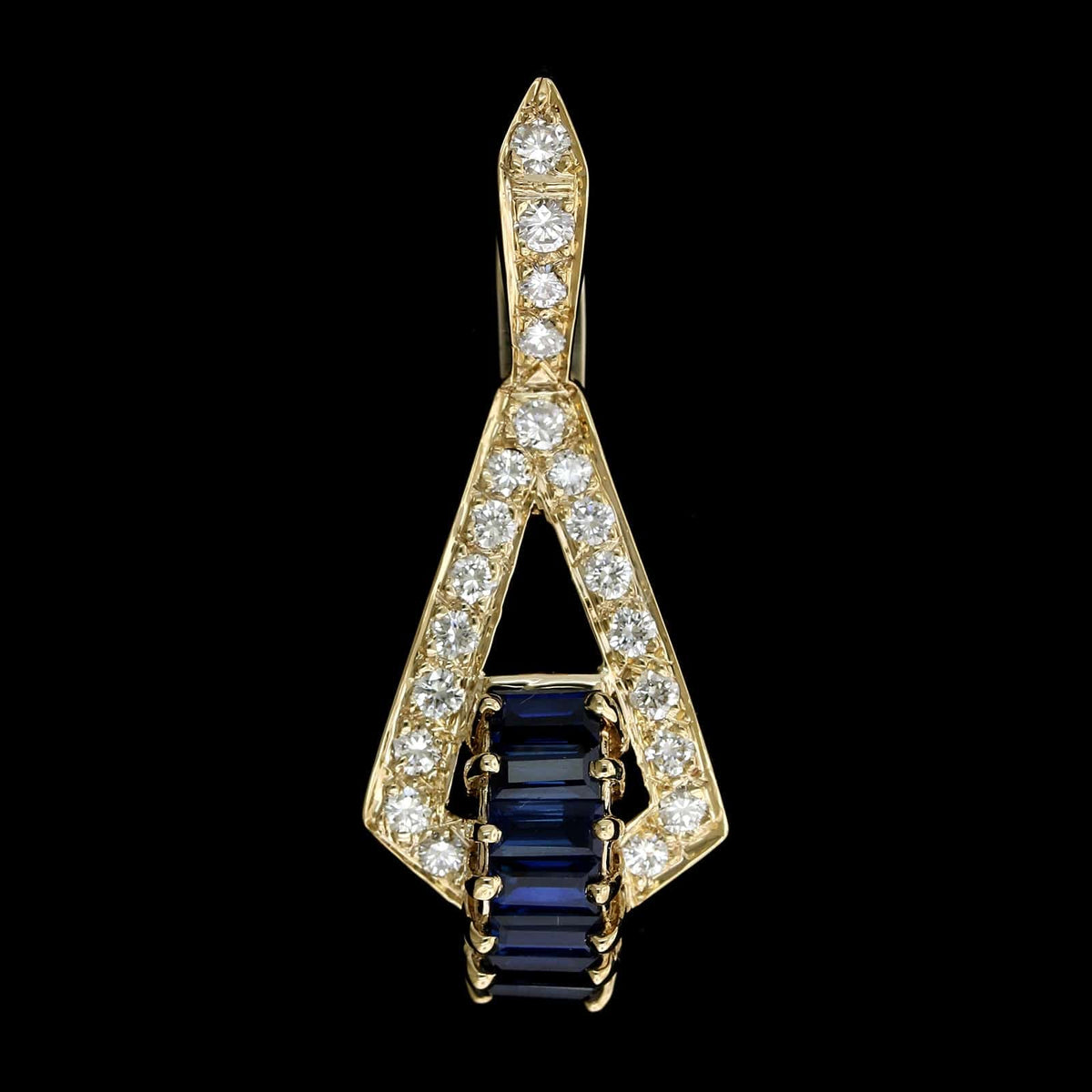 Dankner 14K Yellow Gold Estate Sapphire and Diamond Pendant Enhancer