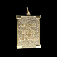 14K Yellow Gold Estate "Je T'aime Plus Qu'Hier Moins Que Demain" Charm