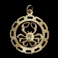 14K Yellow Gold Estate Crab Zodiac Cancer Charm
