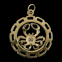 14K Yellow Gold Estate Crab Zodiac Cancer Charm