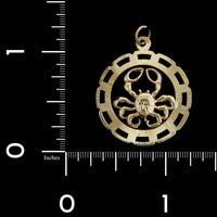 14K Yellow Gold Estate Crab Zodiac Cancer Charm