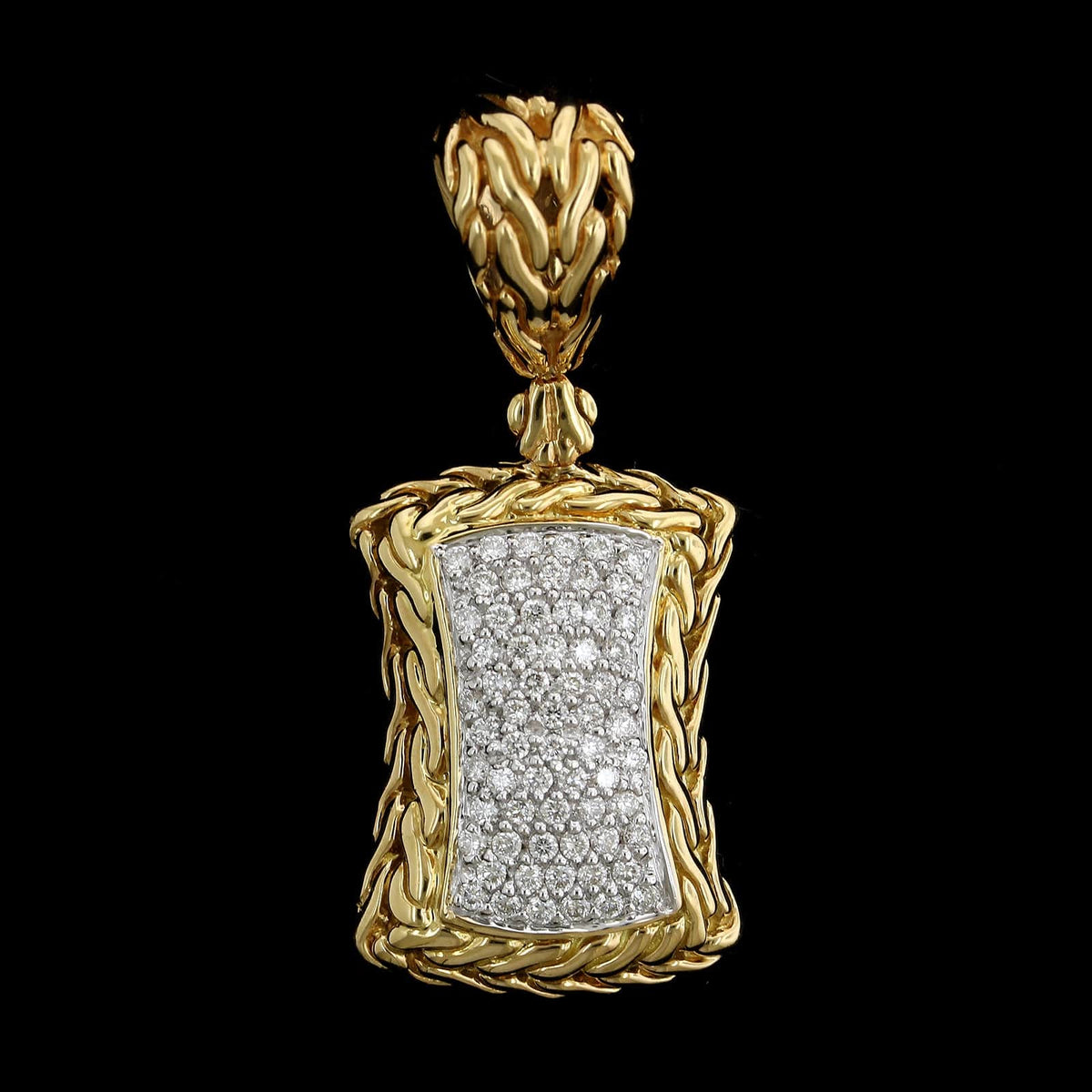 John Hardy 18K Yellow Gold Estate Diamond Pave Pendant