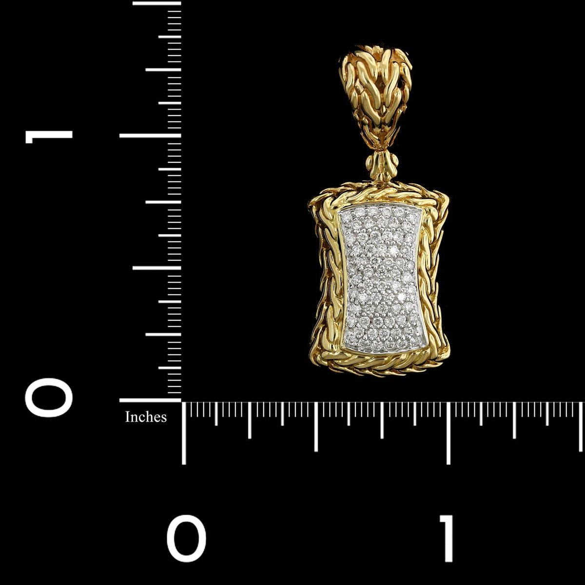 John Hardy 18K Yellow Gold Estate Diamond Pave Pendant