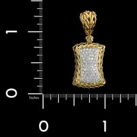 John Hardy 18K Yellow Gold Estate Diamond Pave Pendant