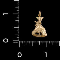 14K Yellow Gold Estate Money Bag Charm