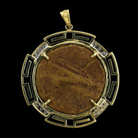14K Yellow Gold Estate Ancient Style Coin and Diamond Pendant