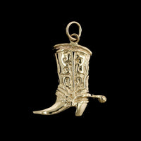 14K Yellow Gold Estate Cowboy Boot Charm
