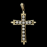14K Two-tone Estate Diamond Cross