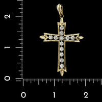 14K Two-tone Estate Diamond Cross