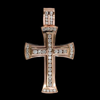 14K Rose Gold Estate Diamond Cross